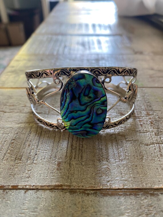 Beautiful Abalone Shell Bangle Cuff Bracelet - Vi… - image 7