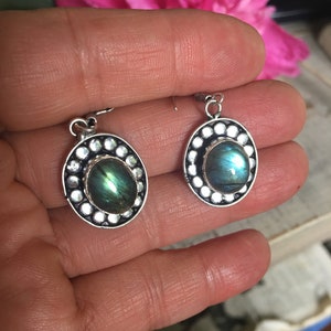 Labradorite Dangle Earrings - Labradorite Earrings - Blue/Green Labradorite Dangle Drop Earrings - Labradorite Earrings