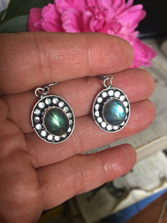 Labradorite Dangle Earrings - Labradorite Earrings