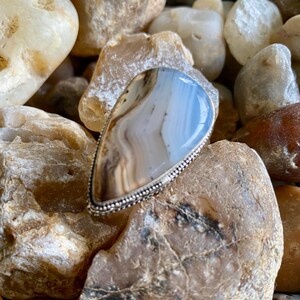 Stunning Montana Agate Ring - Montana Agate Ring Size 8.5 - Beautiful Montana Agate Ring - Agate Ring