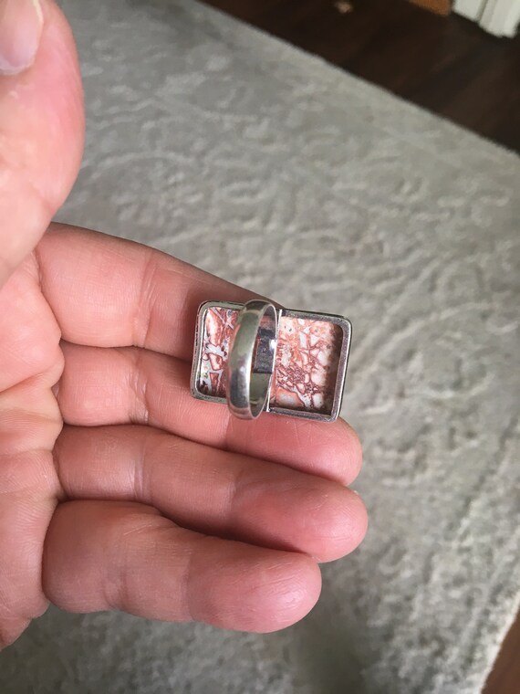 Beautiful Rectangle Leopard Jasper Ring - Leopard… - image 6