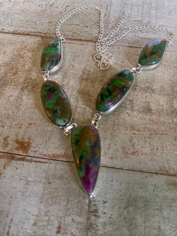 Beautiful 17" (adjustable) Copper Ruby Zoisite Ne… - image 3