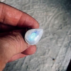 HOLD: Teardrop Rainbow Moonstone Ring - Rainbow Moonstone Ring - Moonstone Ring - Teardrop Blue Moonstone Ring Size 7.25