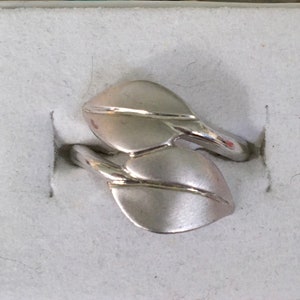 CHARLES GARNIER JEWELRY: Sterling Silver Leaf Bypass Ring - Sterling Silver Leaf Ring Size  8.25 - Vintage Charles Garnier Ring