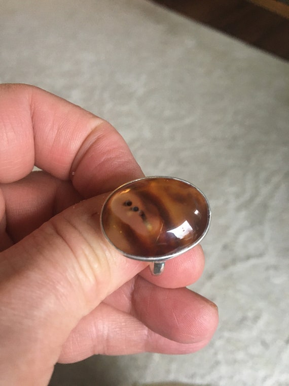 Rare Color Dark Champagne Apricot Rose Oval Agate… - image 2