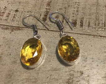 Oval Citrine Drop Dangle Earrings - Citrine Dangle Earrings 1" - Citrine Drop Earrings - Citrine Dangle Earrings - Dangle Citrine Earrings