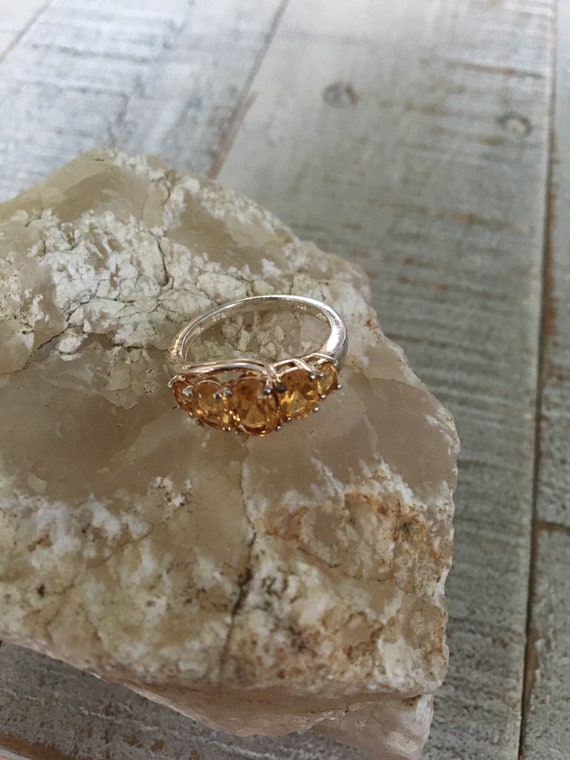 Citrine Gemstone Band Ring Size 7 - Five Stone Cit