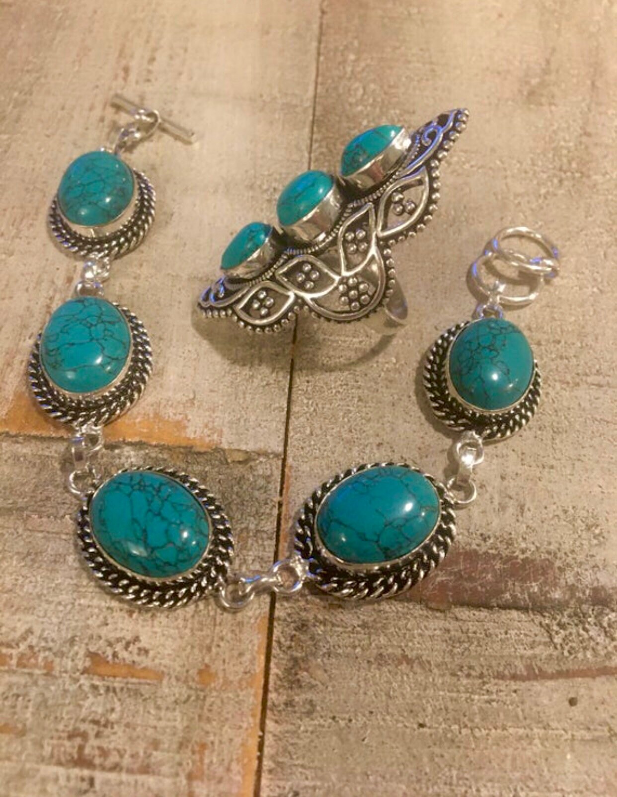 Blue Turquoise Bracelet 78 Ajustable & Blue Etsy