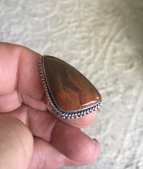 Rare Vintage Reddish Brown Jasper Handmade Ring - 