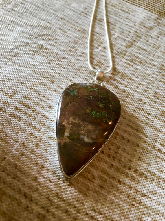 Beautiful Teardrop Mexican Laguna Agate Pendant N… - image 8