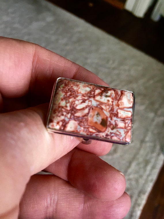 Beautiful Rectangle Leopard Jasper Ring - Leopard… - image 1