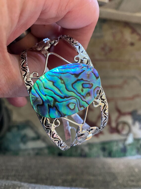 Beautiful Abalone Shell Bangle Cuff Bracelet - Vi… - image 3