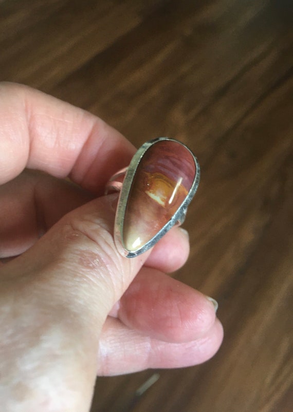 Vintage Imperial Jasper Teardrop Silver Ring - Ja… - image 2