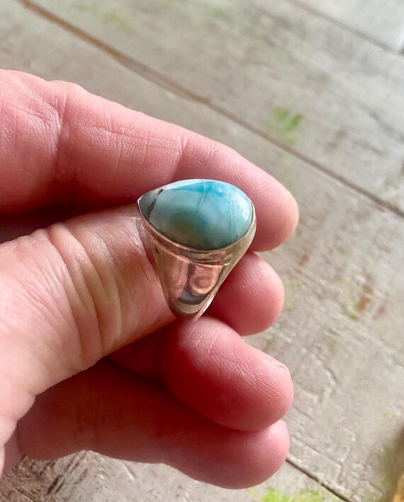 CHRISTMAS SALE: Solid Larimar Sterling Silver Rin… - image 5
