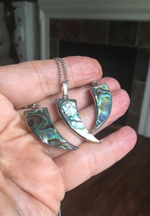 Rare Navajo Signed Mexico Abalone Shell Jewelry Set … Gem