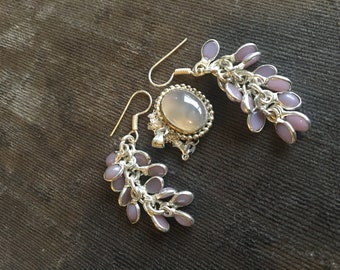 SPRING/SUMMER SALE: Lavender Chalcedony Cluster Bead Earrings+Lavender Agate Necklace-Lavender Agate Necklace