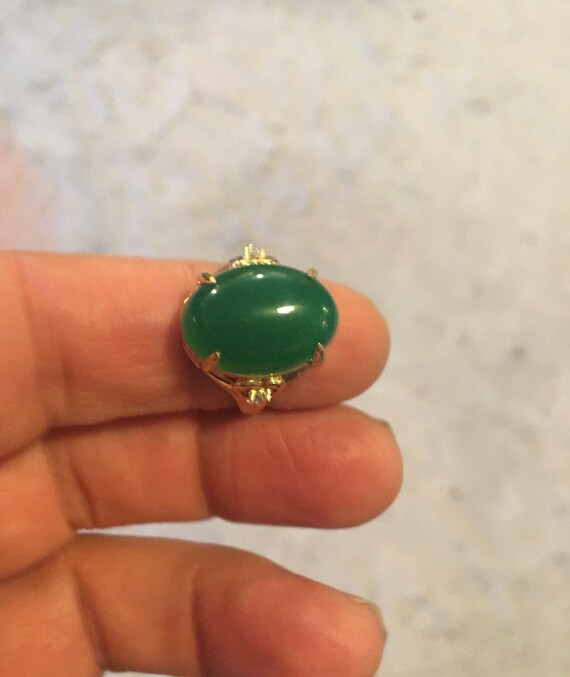 18K Gold Plate over Sterling Silver Genuine Green… - image 4