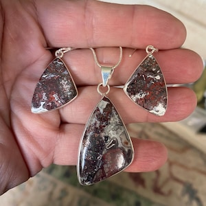 Beautiful Unique Crazy Lace Agate Gemstone Jewelry Set - Crazy Lace Earrings + Pendant Necklace - Crazy Lace Agate Earrings and Necklace