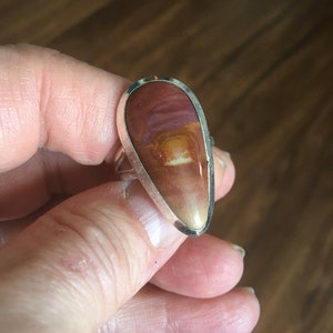 Vintage Imperial Jasper Teardrop Silver Ring Jasper Teardrop Ring Vintage Jasper Ring Red Jasper Silver Ring Size 10.5 image 5