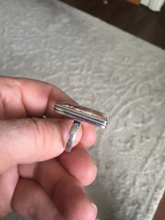 Beautiful Rectangle Leopard Jasper Ring - Leopard… - image 5