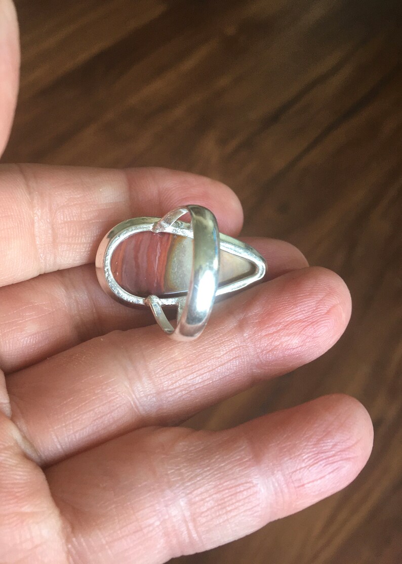 Vintage Imperial Jasper Teardrop Silver Ring Jasper Teardrop Ring Vintage Jasper Ring Red Jasper Silver Ring Size 10.5 image 7