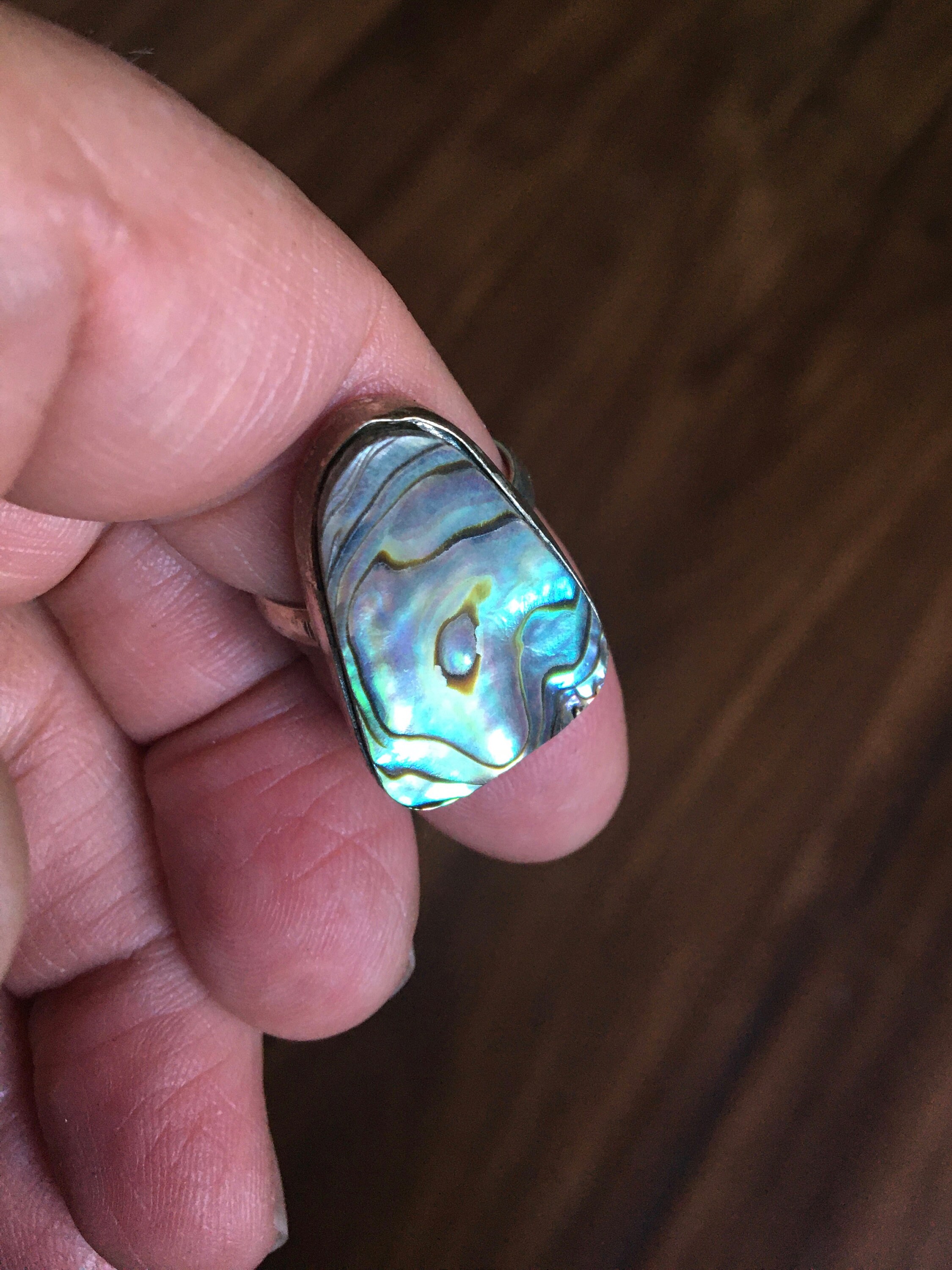 FALL/WINTER SALE: Unique Abalone Shell Ring, Colorful Abalone Shell Ring with Multi Color - Abalone Shell Ring, Abalone Ring Size 9