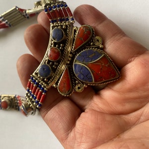 Vintage Tibetan Jewelry Set – Coral, Turquoise Necklace, Bracelet & Earrings image 7