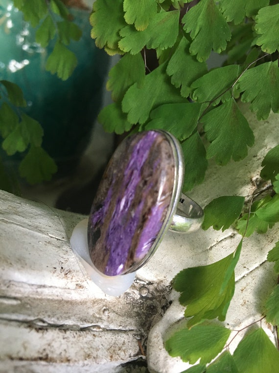 Beautiful Unique Natural Purple Charoite Ring - Ch