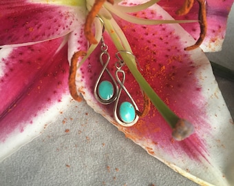 SPRING/SUMMER SALE! Vintage Native American Turquoise Earrings - Turquoise Silver Dangle Earrings - Navajo Dangle Earrings - Navajo Earrings