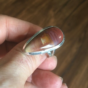 Vintage Imperial Jasper Teardrop Silver Ring Jasper Teardrop Ring Vintage Jasper Ring Red Jasper Silver Ring Size 10.5 image 1