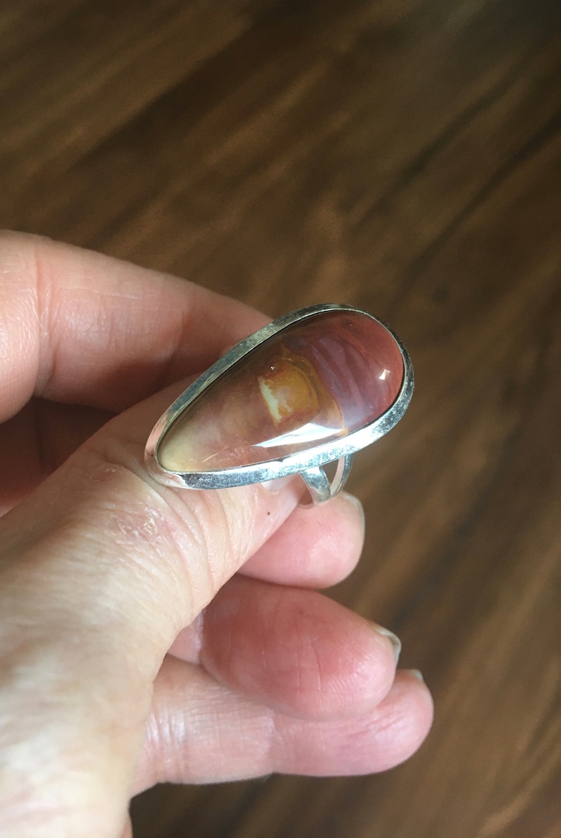 Vintage Imperial Jasper Teardrop Silver Ring Jasper Teardrop Ring Vintage Jasper Ring Red Jasper Silver Ring Size 10.5 image 1