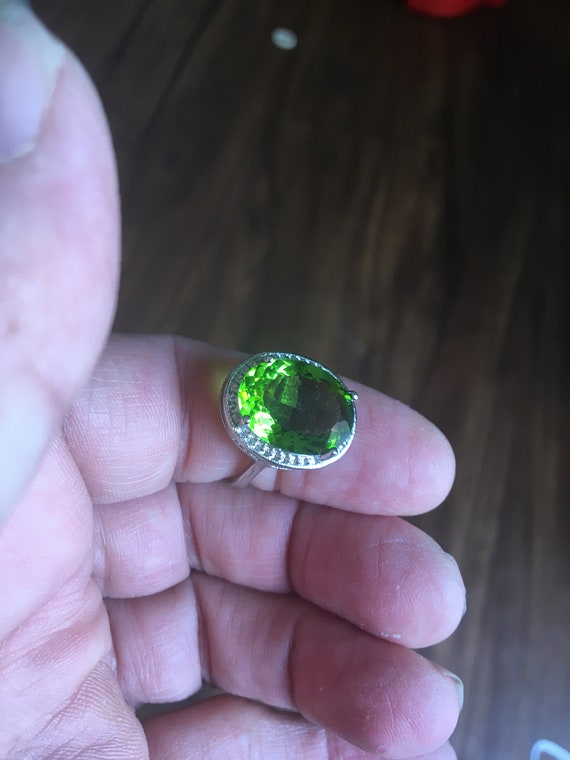 SPRING/SUMMER Sale: Vintage Peridot Ring  with CZ 