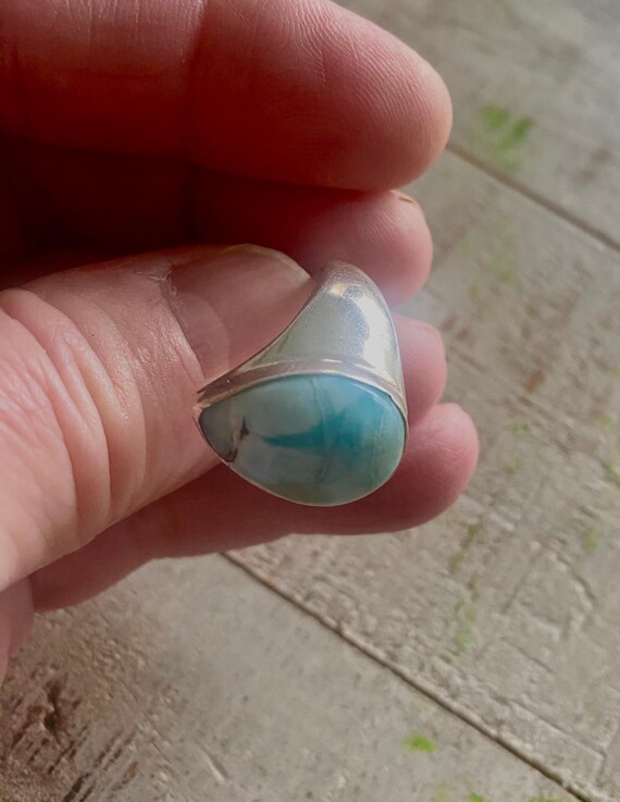 CHRISTMAS SALE: Solid Larimar Sterling Silver Rin… - image 8