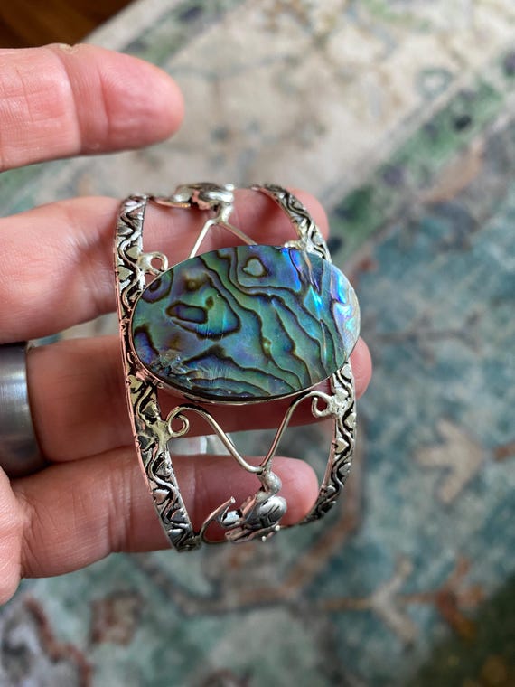 Beautiful Abalone Shell Bangle Cuff Bracelet - Vi… - image 5