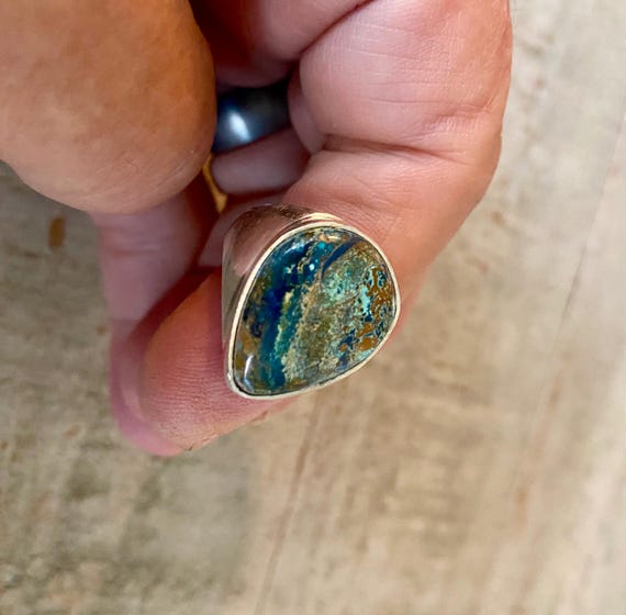 Beautiful Multi-Color Teardrop Chrysocolla Gemsto… - image 3