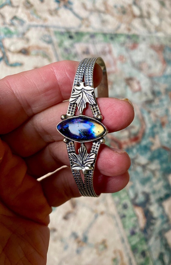 SPRING/SUMMER SALE: Beautiful Labradorite Cuff Bracelet-Multi Color Labradorite Bangle- Labradorite Bracelet-Labradorite Cuff Bracelet
