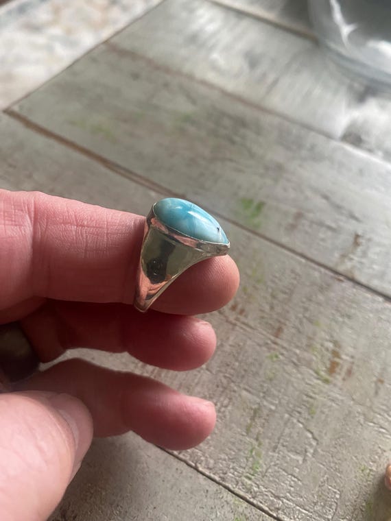 CHRISTMAS SALE: Solid Larimar Sterling Silver Rin… - image 3