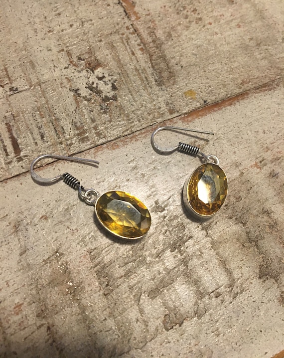 Oval Citrine Drop Dangle Earrings - Citrine Dangl… - image 2