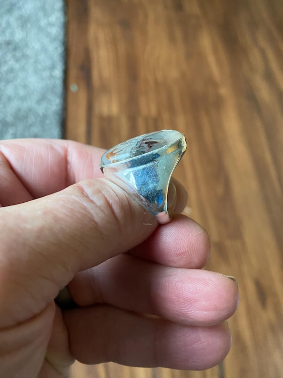 Gorgeous Amber Solitaire Ring - Rectangle Solitai… - image 5