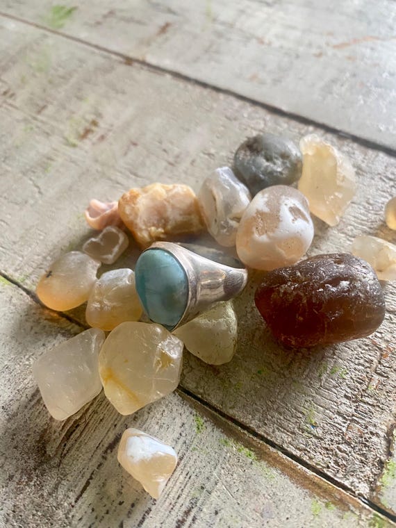 CHRISTMAS SALE: Solid Larimar Sterling Silver Rin… - image 7