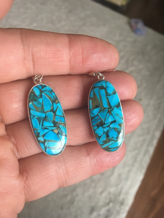Blue Copper Turquoise Dangle Drop Earrings - Coppe