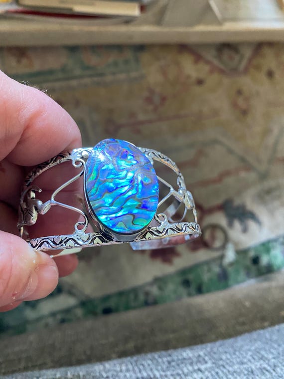 Beautiful Abalone Shell Bangle Cuff Bracelet - Vi… - image 2