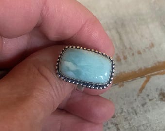 Vintage Sterling Silber Larimar Ring: Size 8