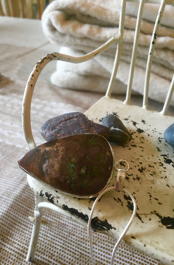 Beautiful Teardrop Mexican Laguna Agate Pendant N… - image 4