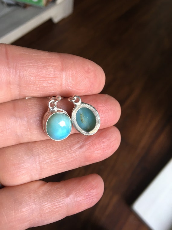 Larimar Dangle Earrings - Blue Larimar Dangle Ear… - image 3