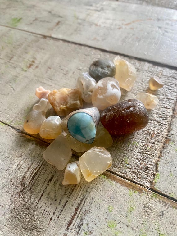 CHRISTMAS SALE: Solid Larimar Sterling Silver Rin… - image 2