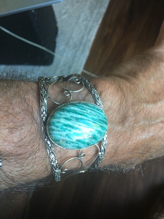 Beautiful 7" inch African Amazonite Gemstone Adjustable Bracelet - Amazonite Bangle Adjustable Bracelet - Amazonite Bracelet