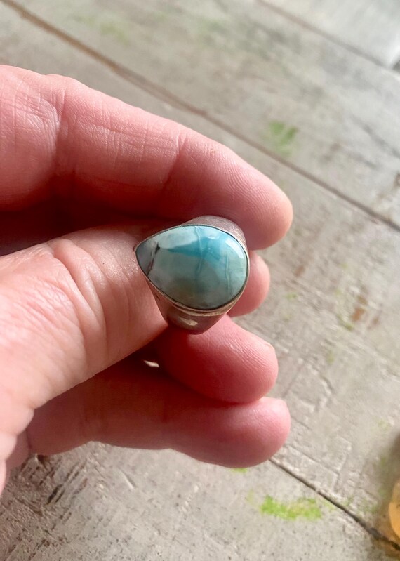 CHRISTMAS SALE: Solid Larimar Sterling Silver Rin… - image 6