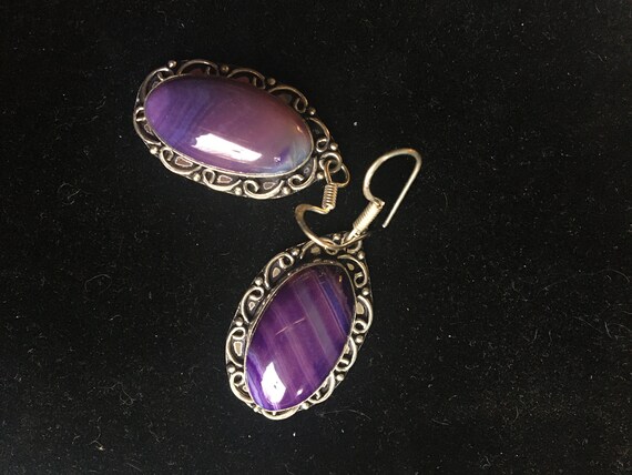 SALE: Purple Oblong Botswana Agate Dangle Earring… - image 7
