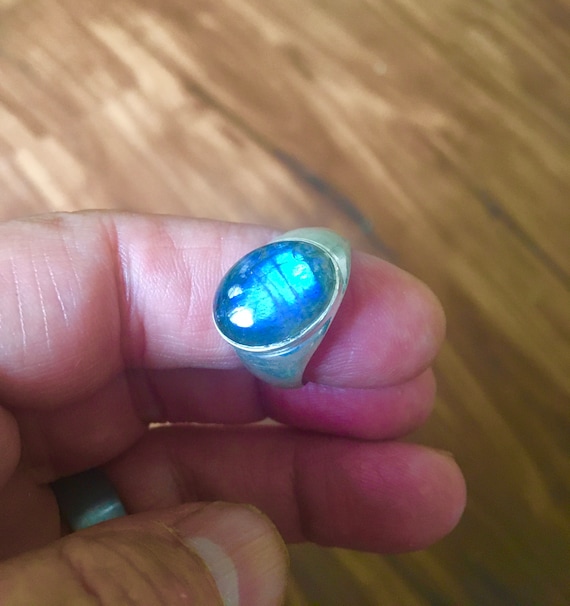SALE: Unique Oval Shaped Blue Labradorite Ring -Mu